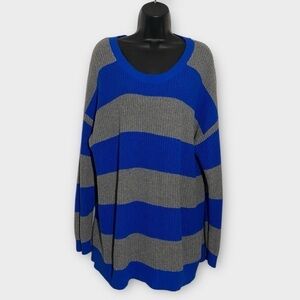 Torrid Blue & Gray Striped Knit Long Sleeve Sweater Size 2X Item# 14313225